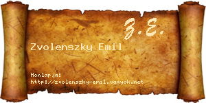 Zvolenszky Emil névjegykártya
